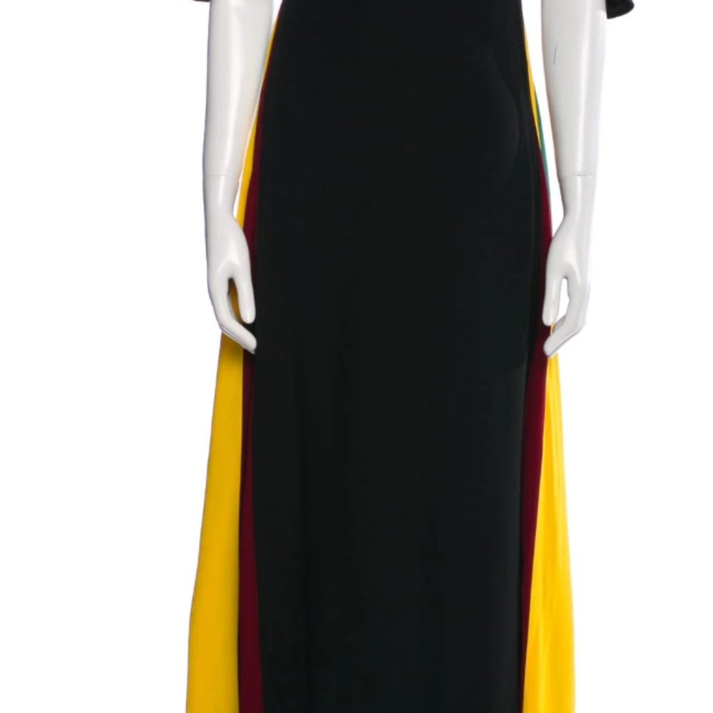 STAUD Color block pattern victorian maxi dress size 10 - black / rainbow